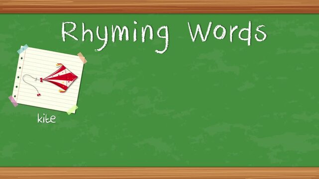 Educational Rhyming Words Animation with Kite Light Night and Sight