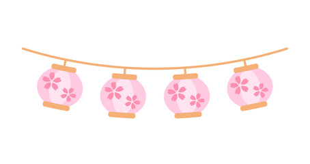 シンプルな桜の提灯のイラスト © 秋森りん