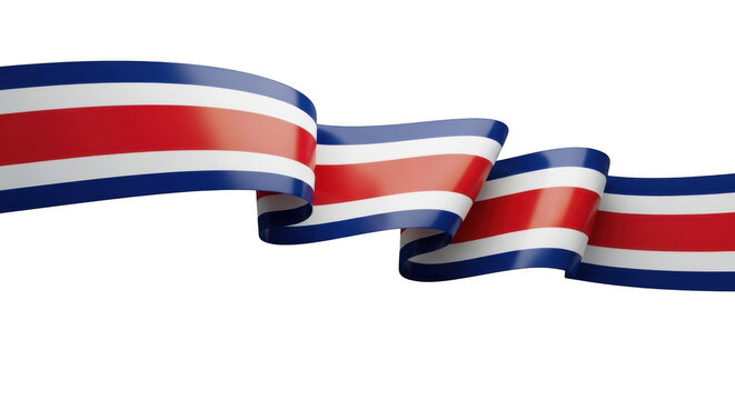 Vibrant Costa Rican flag ribbon waving dynamically