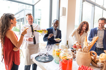 Casual gathering with diverse group.