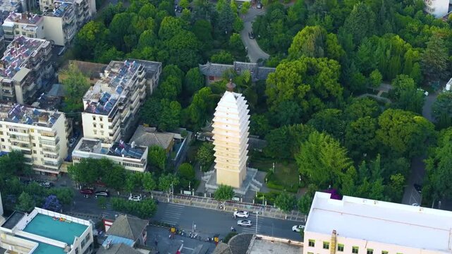 Dongsi Pagoda Kunming Aerial Urban View with Surrounding Buildings