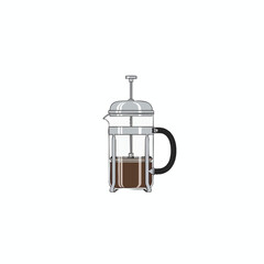 Obraz premium Illustration of Coffee Press on White Background