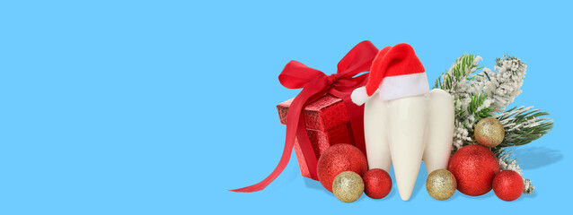 Fototapeta premium Holiday gifts and decor for dental health promotion