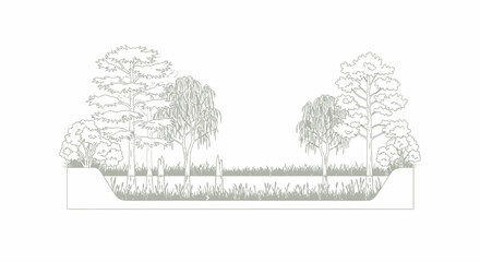 Fototapeta premium Wetland Ecosystem Illustration: Diverse Flora in a Waterlogged Landscape