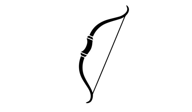 A minimalist vector graphic of a bow and arrow icon