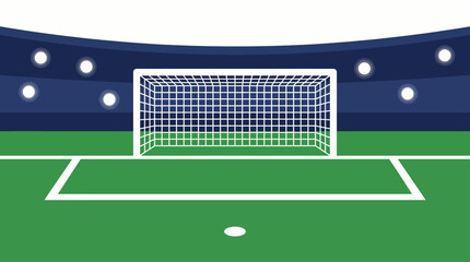 Soccer Field with Goal and Ball in Stadium. © Abhinaya Project