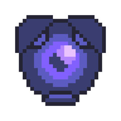 Obraz premium Purple Robotic Eye, Pixel Art Icon, Isolated