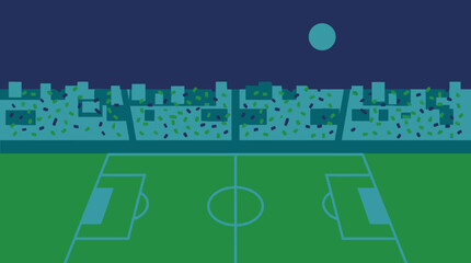 Soccer Field at Night with City Skyline Background. © Abhinaya Project