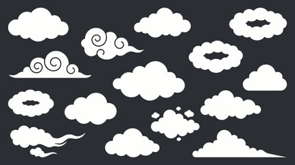Obraz premium Collection of White Clouds on Dark Background.