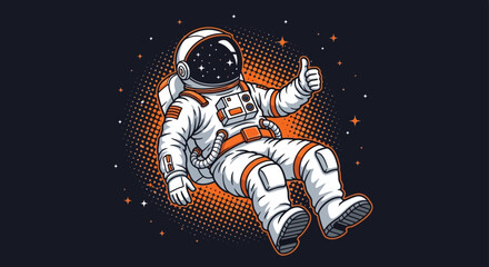 Astronaut floating in space giving a thumbs up gesture. © Abhinaya Project