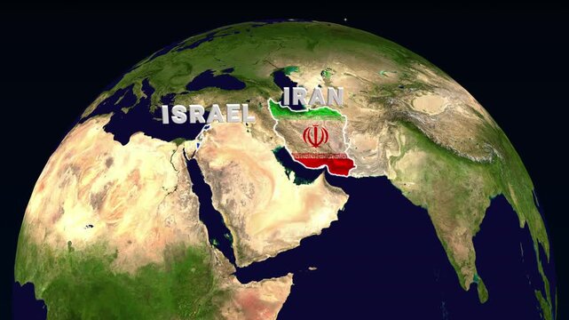  3D Earth Globe Showing Geopolitical Map of the Middle East with Iran and Israel Highlights