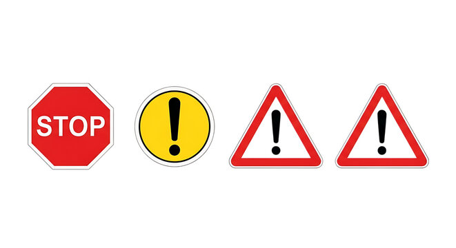 Traffic signs icons isolated on transparent background