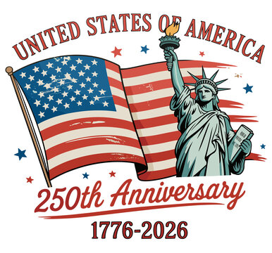 America 250th Anniversary Patriot Eagle Statue Of Liberty 250th Anniversary 4th Of July Celebrate 250 Years USA Independence Birthday Semiquincentennial Patriotic Flag