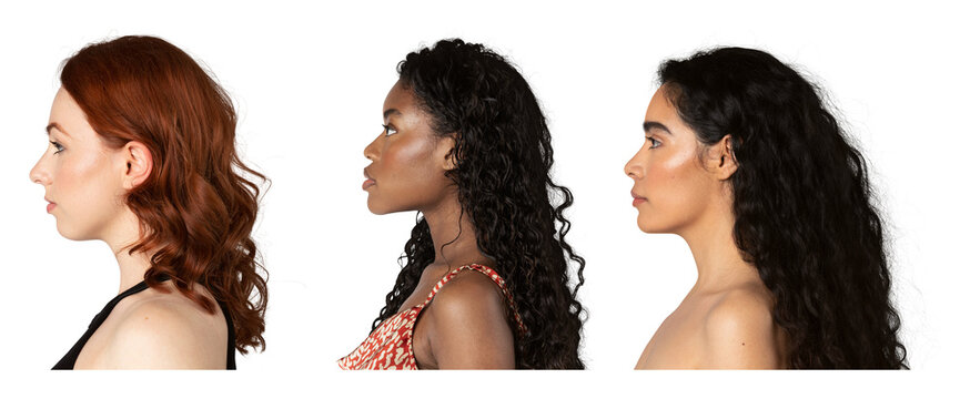 PNG Diverse women's profile portraits on transparent background