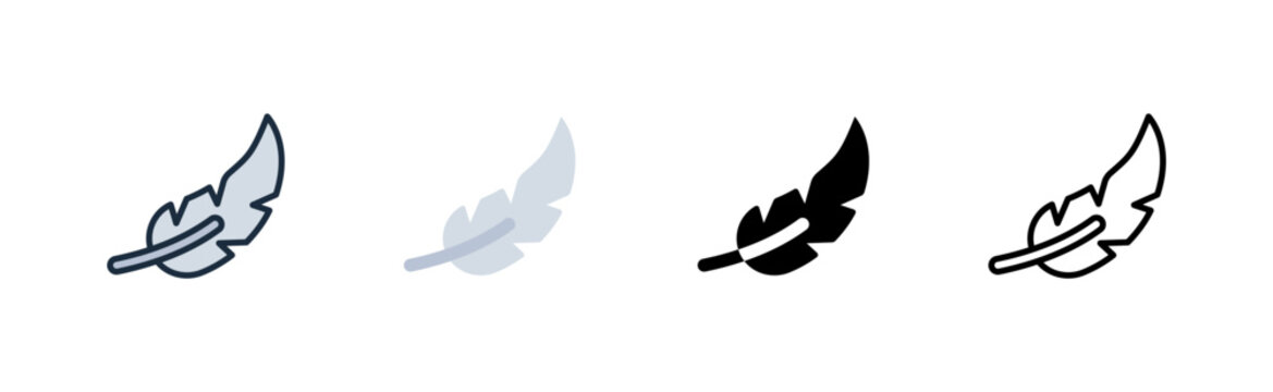 feather icon. poultry plume. bird element. farming industry. various style icon design. vector illustration