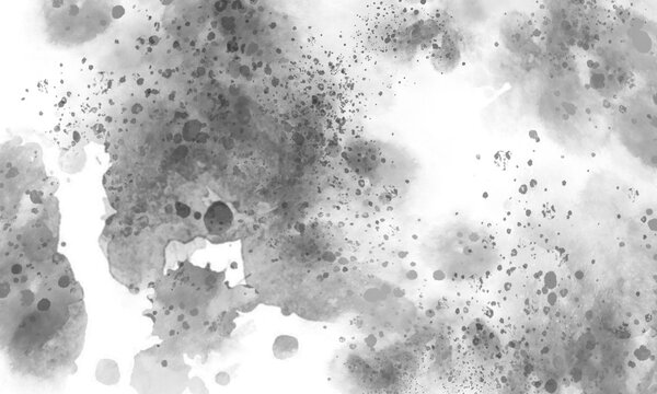 Abstract black watercolor ink splatter brush stroke on transparent background