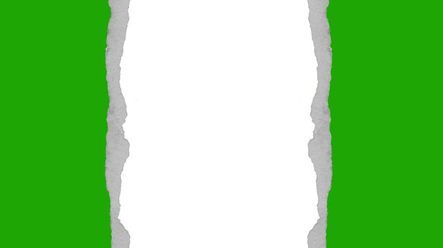 Ripped paper opening animation with greenscreen, paper, transition, reveal, background effect. Dramatic torn edges frame for titles, ads, and creative video edits.