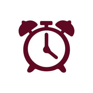 Maroon Alarm Clock Icon Simple Vector Illustration For Time Concepts