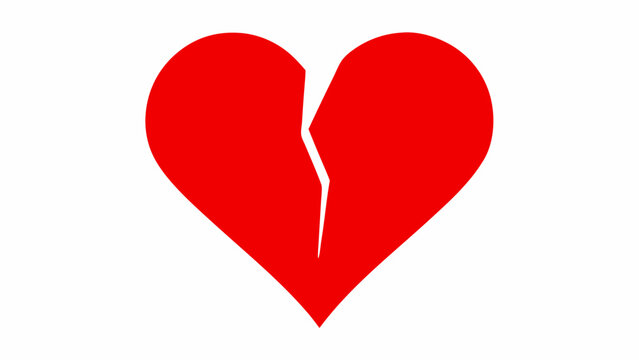Broken red heart symbolizing love loss and heartbreak