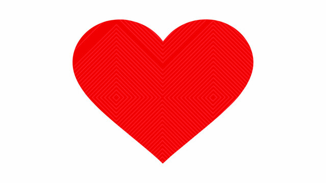 Vibrant red heart with dynamic geometric pattern