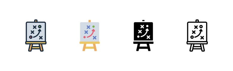 Naklejka premium strategy icon. planning board tactic. goal direction. business management. various style icon design. vector illustration