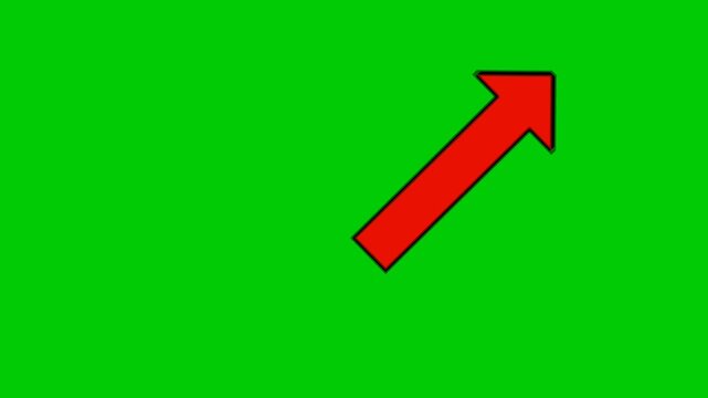 Up right corner arrow red color animation motion graphics on green screen