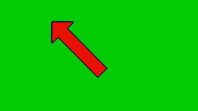 Up corner arrow sign symbol on green screen