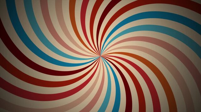Rotating sunburst retro vintage animation background in slow motion 4K video.