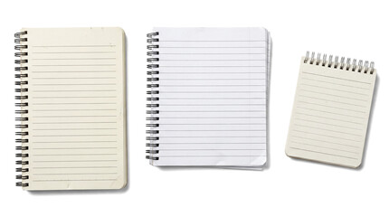 close-up of a lined notebook with a spiral binding and a slightly aged paper texture, isolated on a white background, perfect for note-taking and creative journaling. © Kayleigh