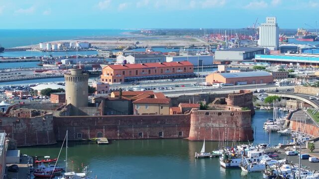time stands still at Fortezza Vecchia, Old Fortress, Livorno, Italy, medieval fortress overlooking Medici port as it has done for centuries, Livorno, Italy, gateway to the Ligurian Sea