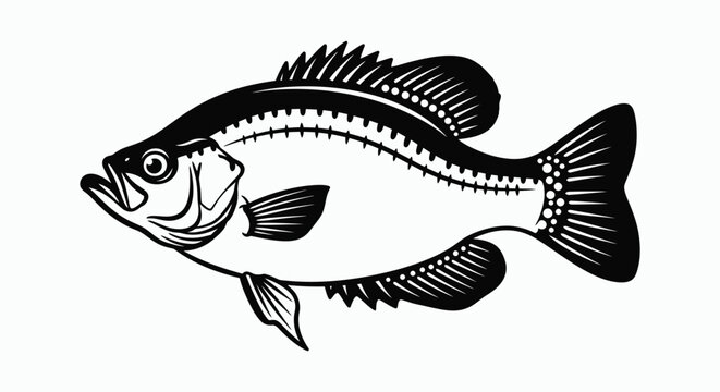 Black and white graphic of a bluegill sunfish freshwater