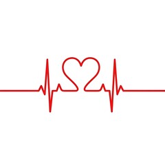 Heart Beat Love ECG Line Romantic Pulse Cardiology Symbol Minimal Design