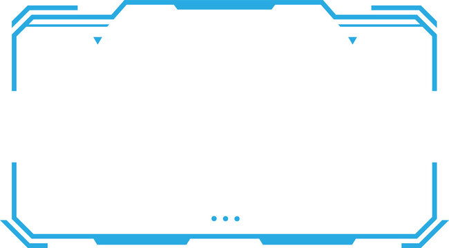 Modern futuristic blue tech frame border isolated on transparent background