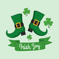 Irish Joy Saint Patricks Day Leprechaun Boots with Shamrocks and Green Ribbon