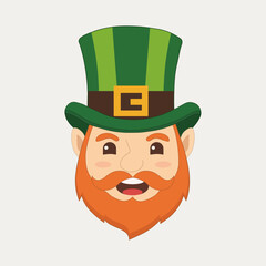 Cheerful Leprechaun Face with Green Top Hat for Saint Patricks Day Celebration