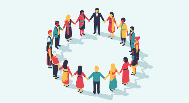 Celebrate Diversity Month People Standing Together Unity Concept Vector