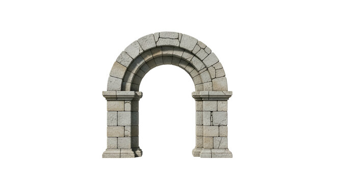 Ancient Stone Archway Structure Isolated.
