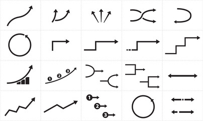 矢印セット 細線ビジネス図解 フローチャート資料用