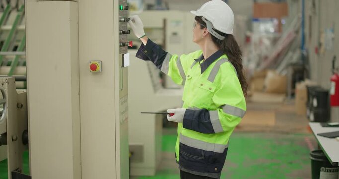 Skilled technician ensures machinery stays in optimal condition. Regular inspections, tests, repairs, upholding standards. Identifying malfunctions, errors for smooth operations in cardboard factory.
