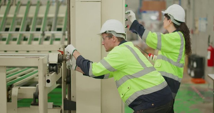 Skilled technician ensures machinery stays in optimal condition. Regular inspections, tests, repairs, upholding standards. Identifying malfunctions, errors for smooth operations in cardboard factory.
