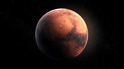 Fototapeta premium Mars Planet Detail with Stars in Space Background