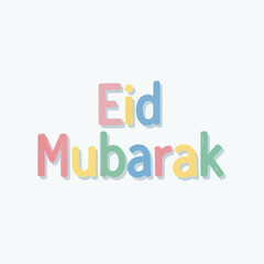 Colorful Eid Mubarak Text on White.