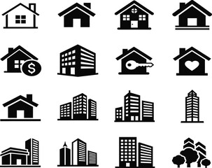 Obraz premium Modern Real Estate and City Building Icons Set for Architecture and Property Business
