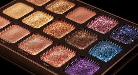Fototapeta premium Colorful eyeshadow palette with shimmering shades.