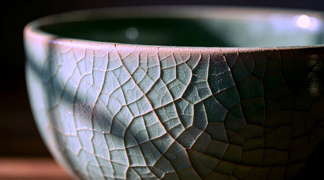 Extreme Macro of Celadon Ceramic Glaze with Crackle Finish