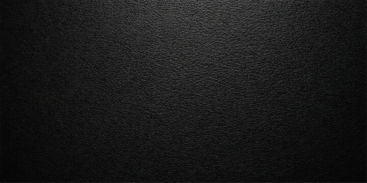 A dark macro closeup of a textured black leather surface reveals a rough, old grunge pattern, creating a high-quality material background and textile wallpaper design with a deep grey structure