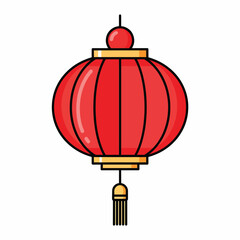 Red Chinese Lantern with Tassel Decoration.