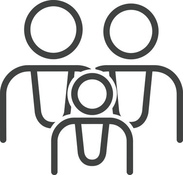 A minimalist line art illustration of three connected people