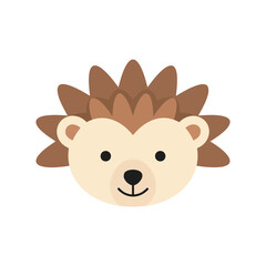 Fototapeta premium Cartoon hedgehog face with spiky hair and happy expression