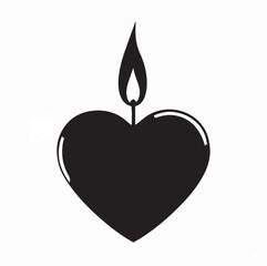 Obraz premium Mourning Heart with Burning Candle Light Symbol Logo On White Background